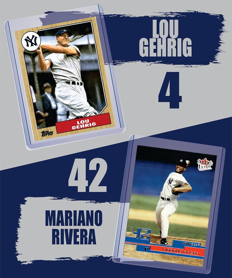 Chaser New York Yankees Legends Cards: Babe Ruth, Mickey Mantle, Roger Maris, Don Mattingly, Derek Jeter, Aaron Judge, Joe Dimaggio, Lou Gehrig, Yogi Berra, Mariano Rivera (10) Assorted Baseball Card Gift Pack GOATs - Image 4